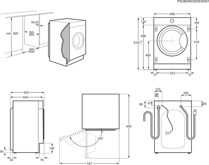 AEG 7000 Series LF7C8636BI 8kg 1600rpm Integrated Washing Machine - Image 3
