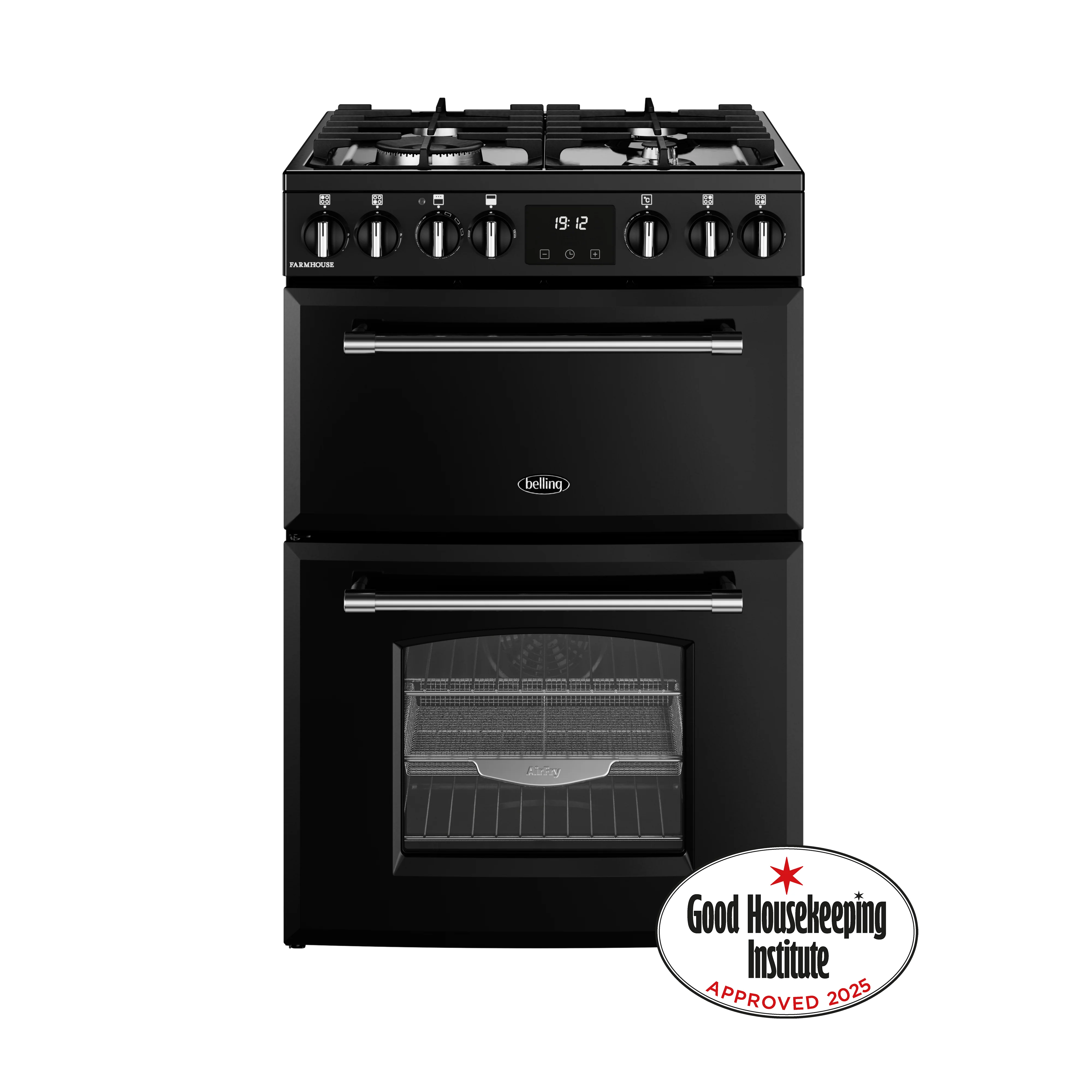 Belling Farmhouse 444411813 60DF Black Freestanding Dual Fuel Cooker