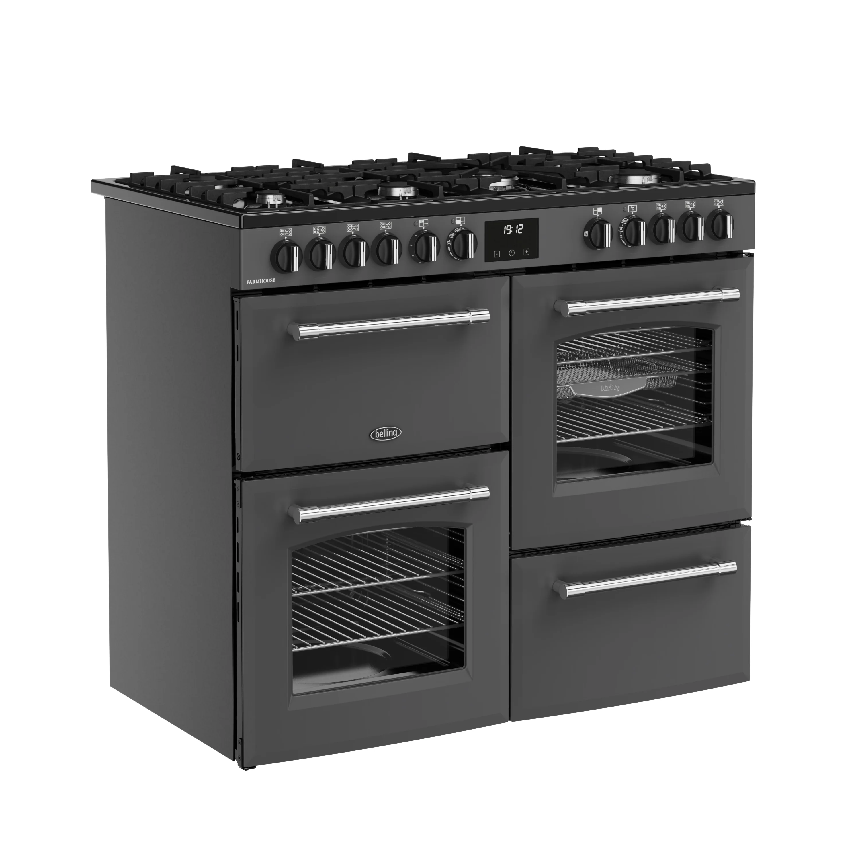 Belling RCA Farmhouse 100DF 100cm Dual Fuel Range Cooker 444411828 Anthracite - Image 2