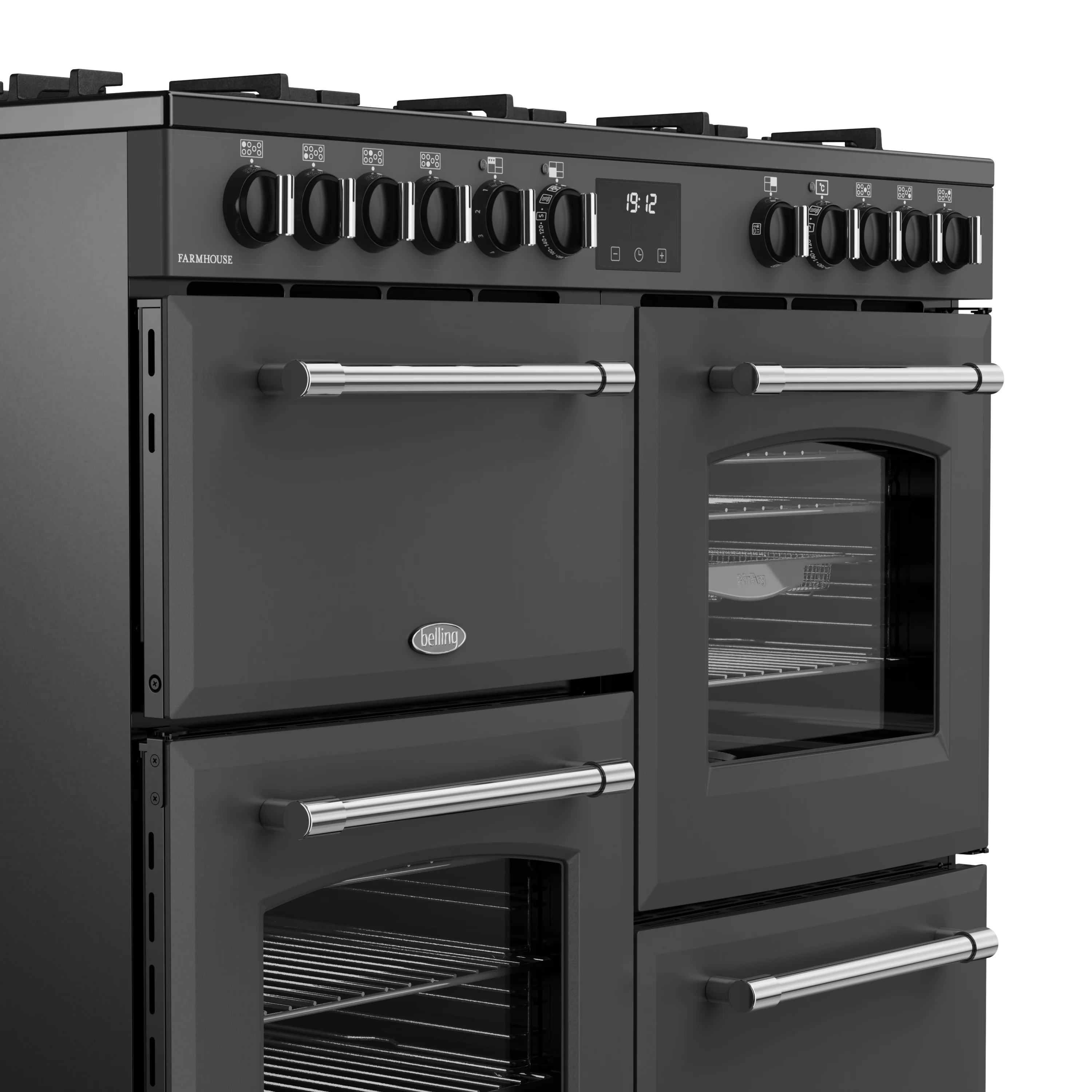 Belling RCA Farmhouse 100DF 100cm Dual Fuel Range Cooker 444411828 Anthracite - Image 3