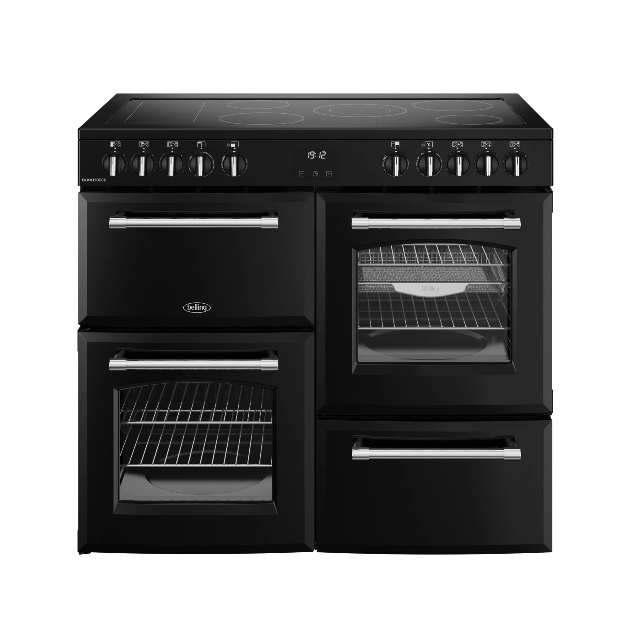 Belling RCA Farmhouse 100E 100cm Ceramic Range Cooker 444411826 Black