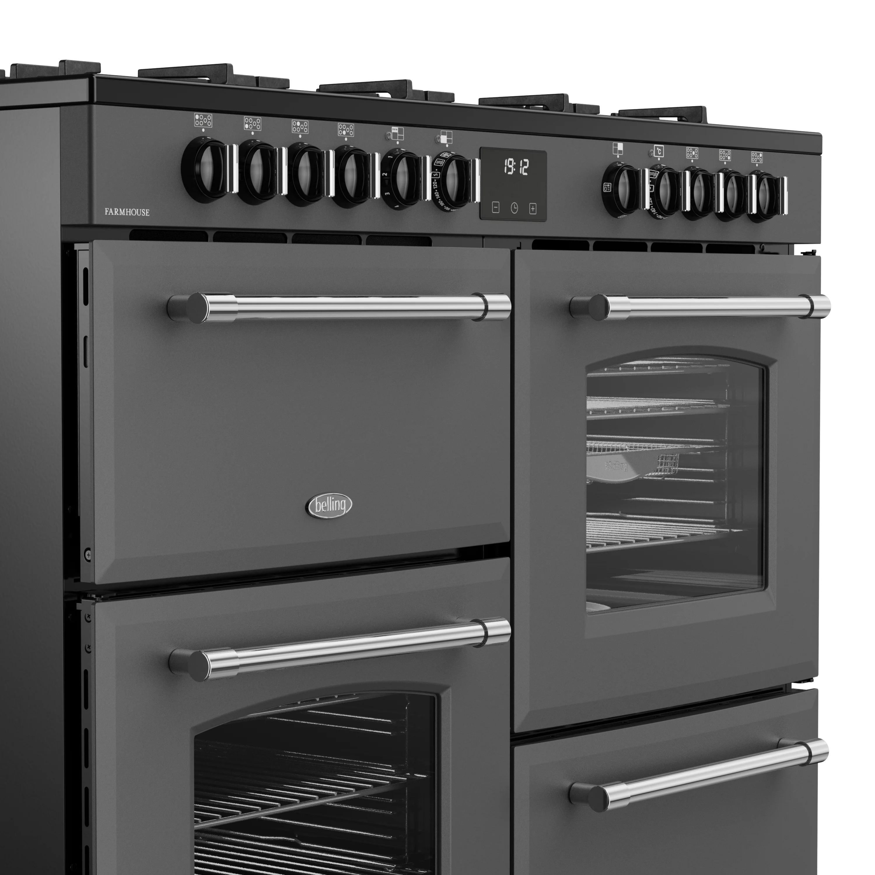 Belling RCA Farmhouse 110DF 110cm Dual Fuel Range Cooker 444411837 Anthracite - Image 3