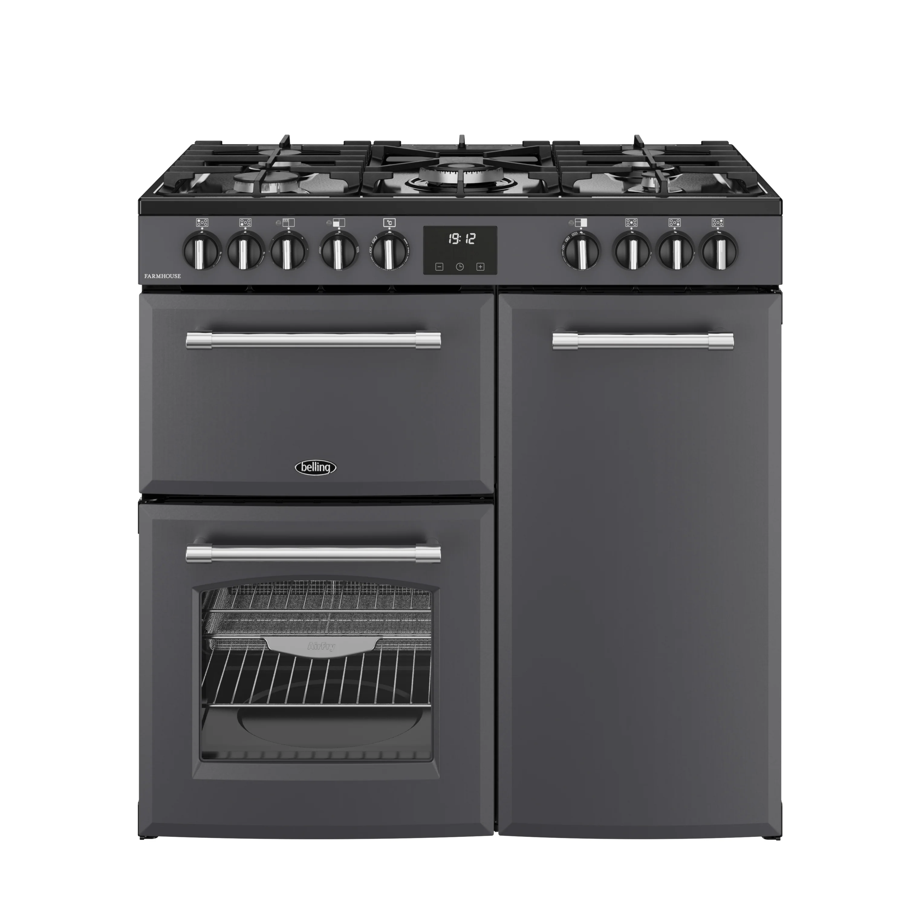 Belling RCA Farmhouse 90DF 90cm Dual Fuel Range Cooker 444411819 Anthracite