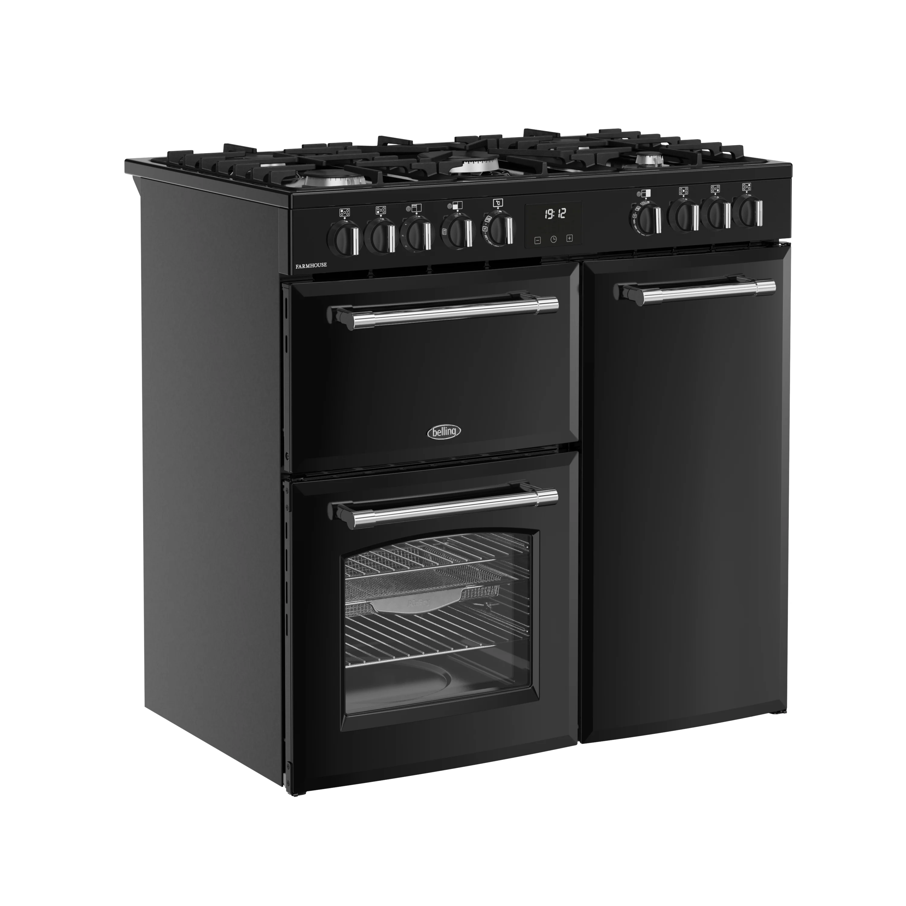 Belling RCA Farmhouse 90DF 90cm Dual Fuel Range Cooker 444411820 Black - Image 2