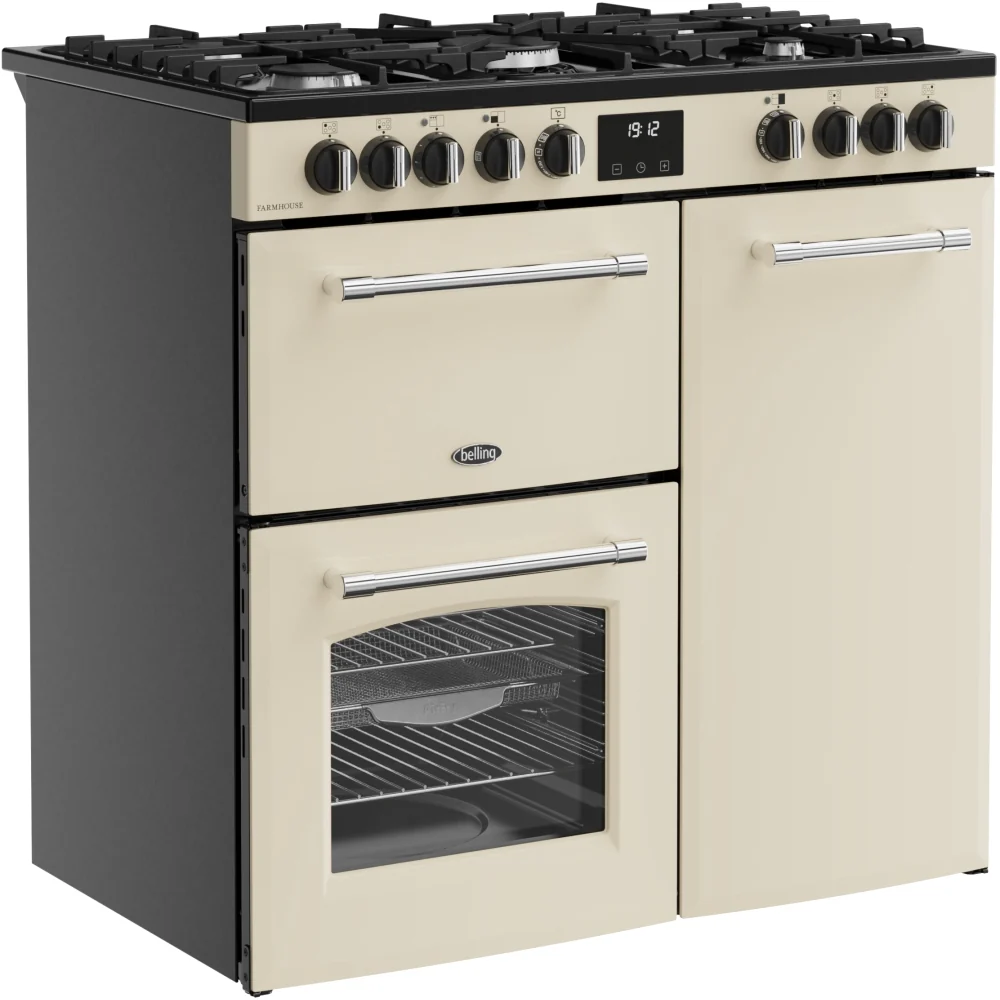 Belling RCA Farmhouse 90DF 90cm Dual Fuel Range Cooker 444411821 Cream - Image 5
