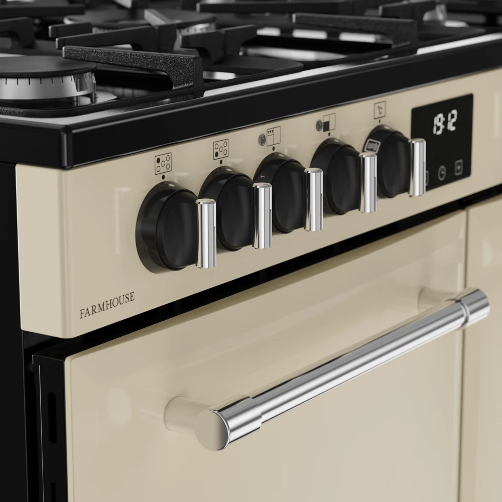Belling RCA Farmhouse 90DF 90cm Dual Fuel Range Cooker 444411821 Cream - Image 7