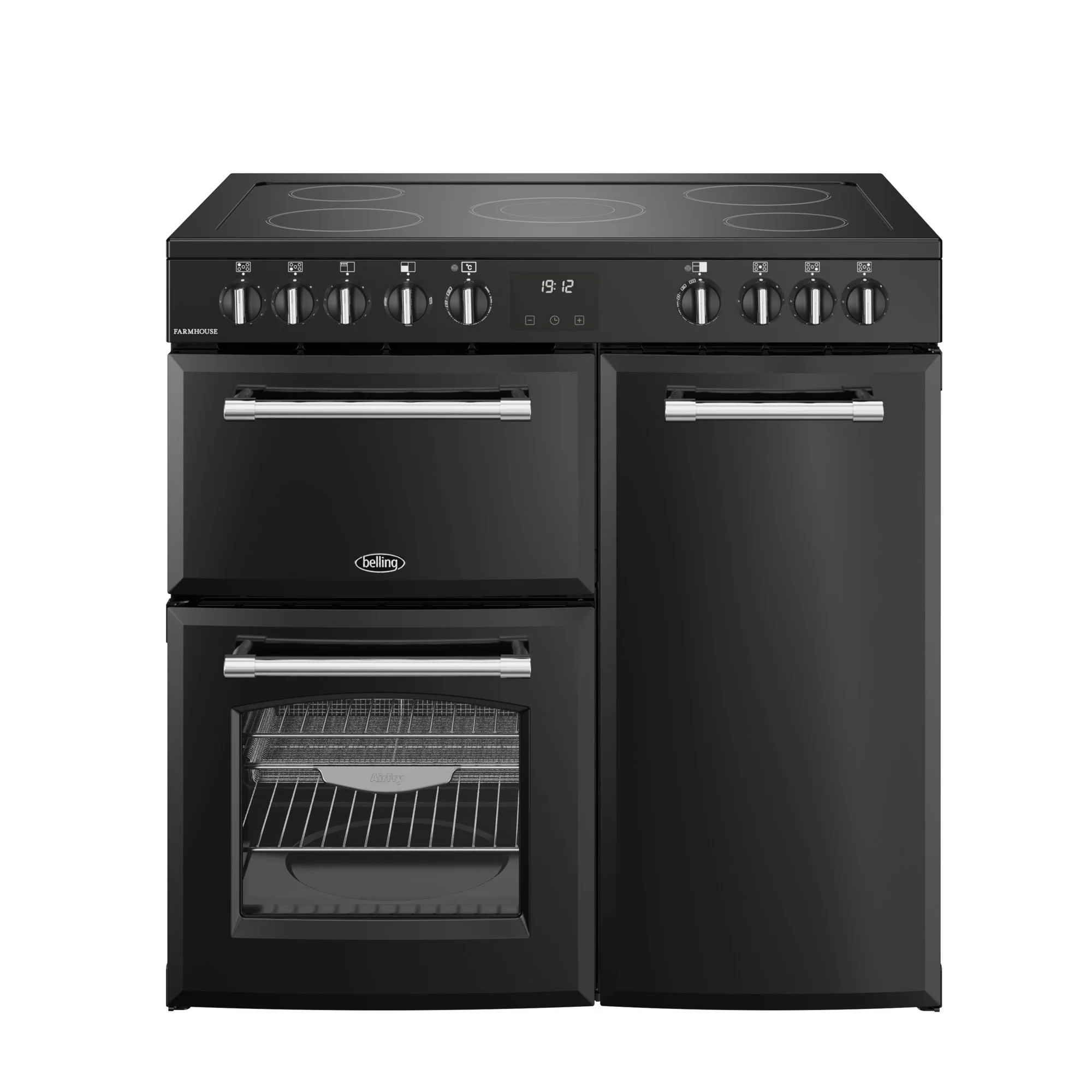 Belling RCA Farmhouse 90E 90cm Ceramic Range Cooker 444411817 Black