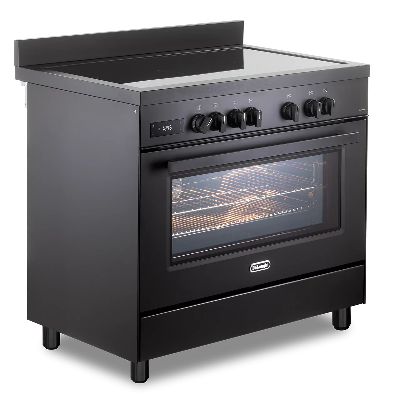 DeLonghi 90cm Single Cavity 5 Zone Induction Top Range Cooker DSR926IND-BL Black - Image 3