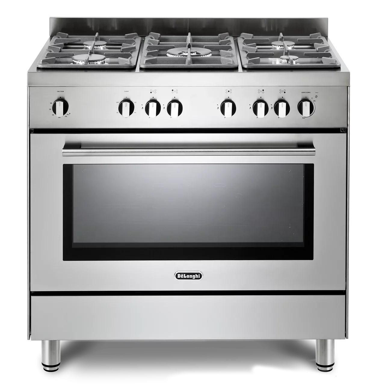 DeLonghi Modern 90cm Single Cavity Gas Range Cooker DSR916GS Stainless Steel