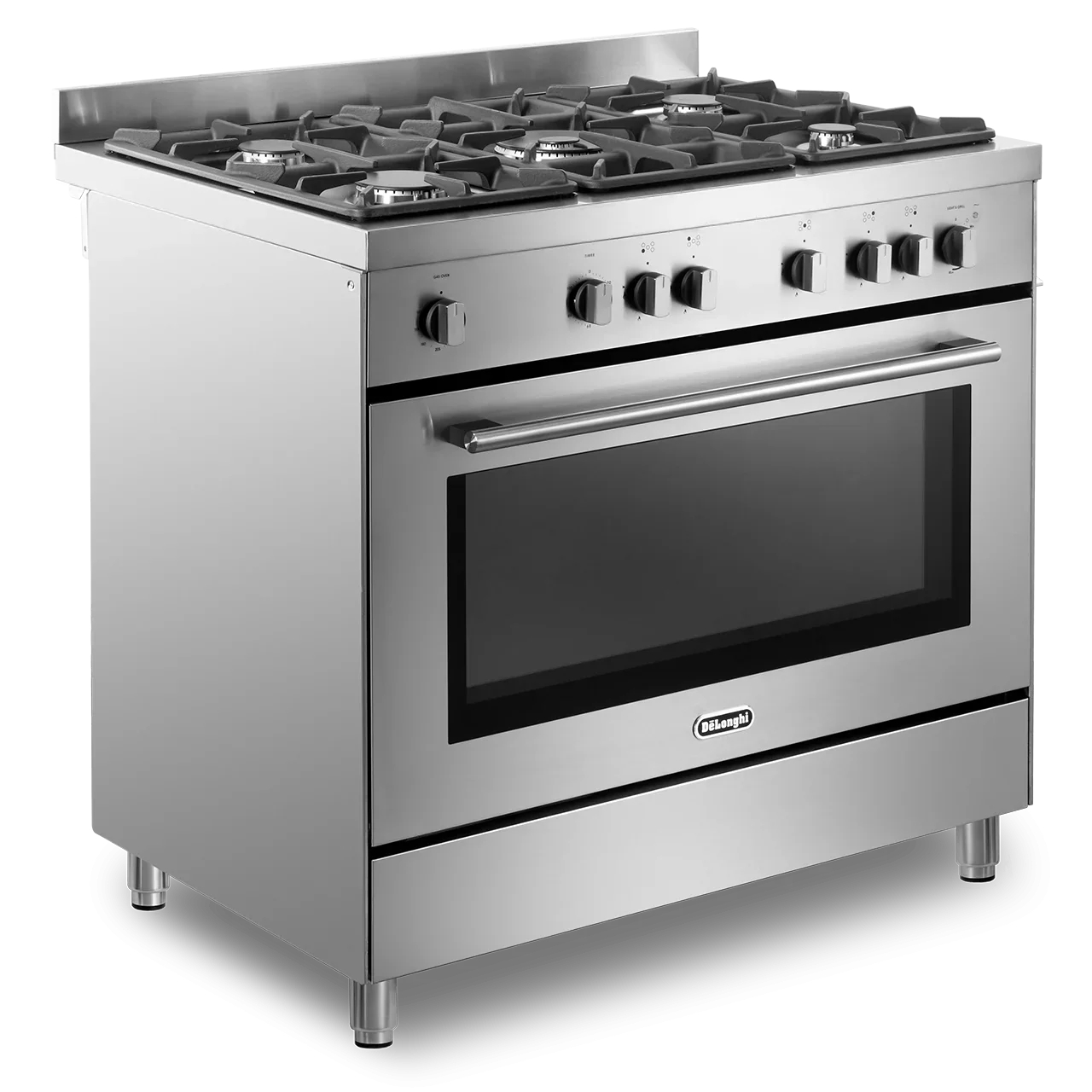 DeLonghi Modern 90cm Single Cavity Gas Range Cooker DSR916GS Stainless Steel - Image 2