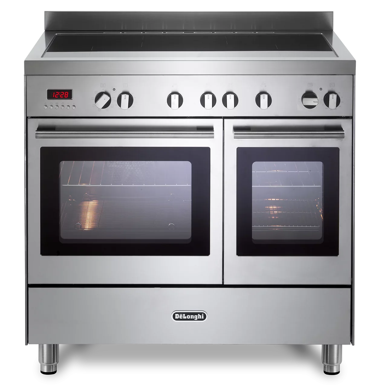 DeLonghi Modern 90cm Twin Cavity Induction Top Range Cooker DTR916-IND2 Stainless Steel