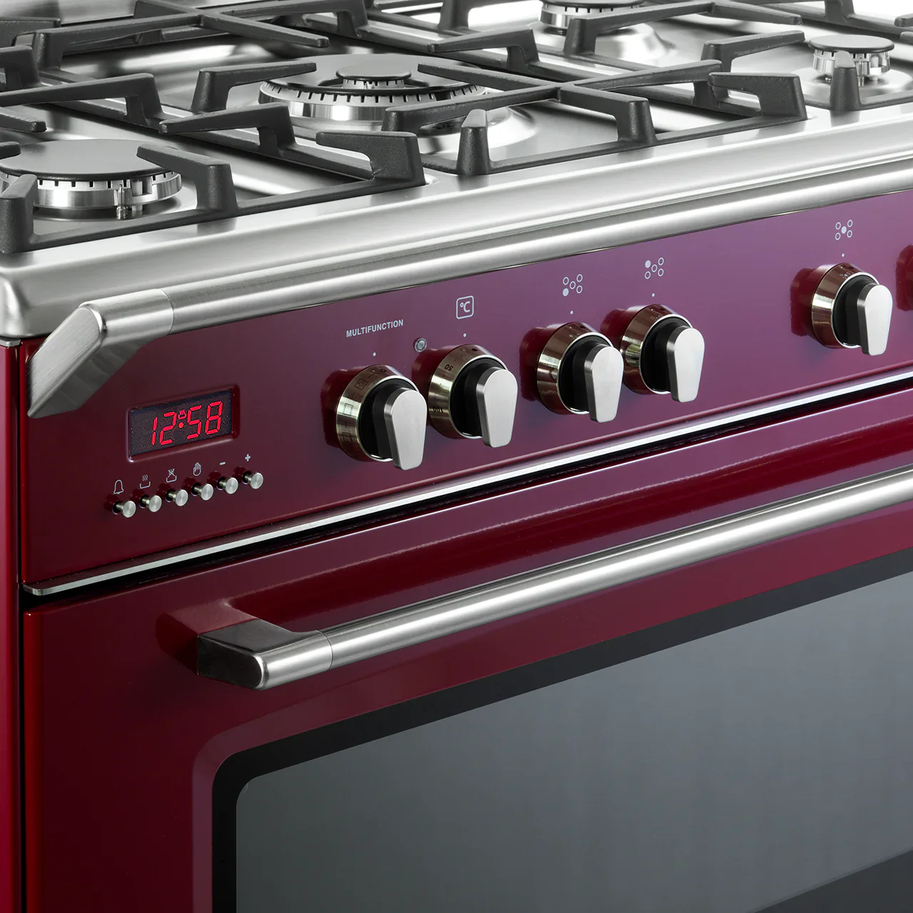 DeLonghi Vintage 90cm Single Cavity Dual Fuel Range Cooker DVRS916DFBU Burgundy - Image 4