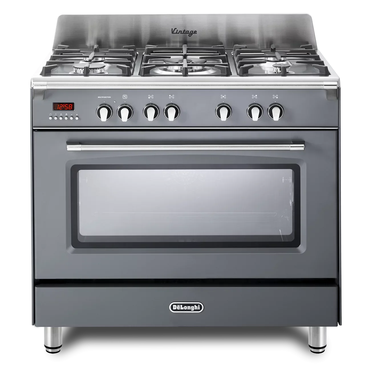 DeLonghi Vintage 90cm Single Cavity Dual Fuel Range Cooker DVRS916DF SLATE GREY