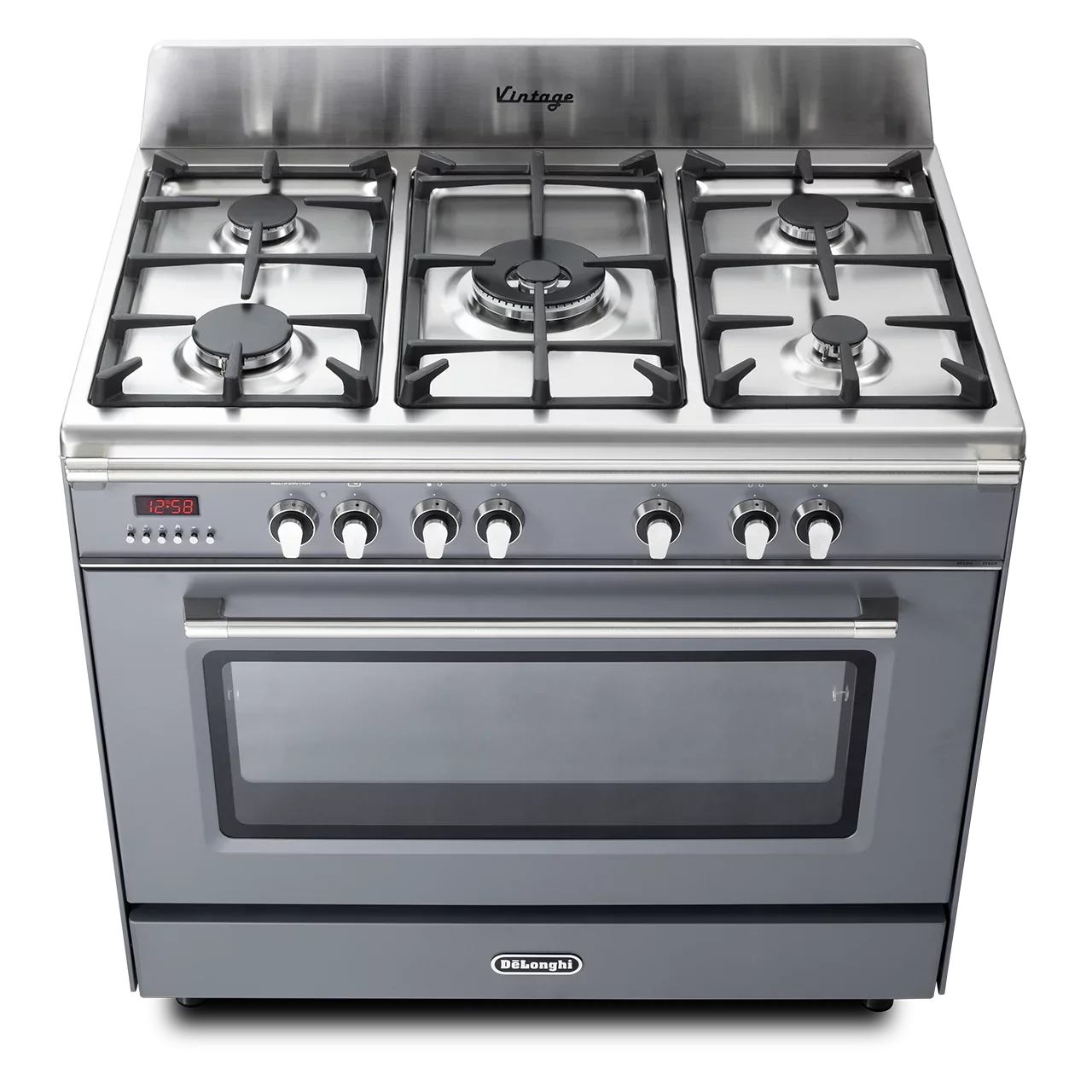 DeLonghi Vintage 90cm Single Cavity Dual Fuel Range Cooker DVRS916DF SLATE GREY - Image 4