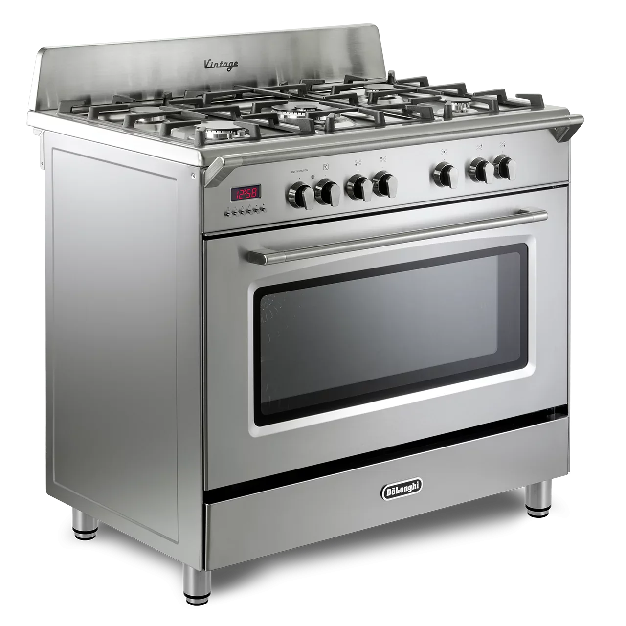 DeLonghi Vintage 90cm Single Cavity Dual Fuel Range Cooker DVRS916DFSS Stainless Steel - Image 2