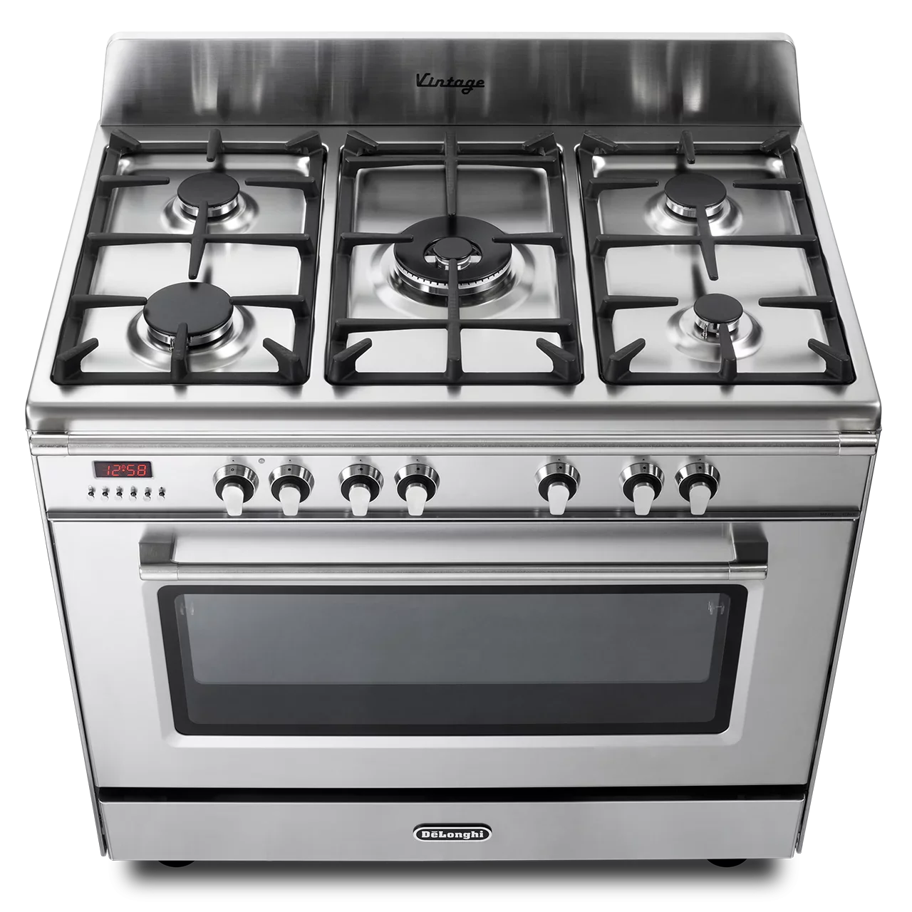 DeLonghi Vintage 90cm Single Cavity Dual Fuel Range Cooker DVRS916DFSS Stainless Steel - Image 3