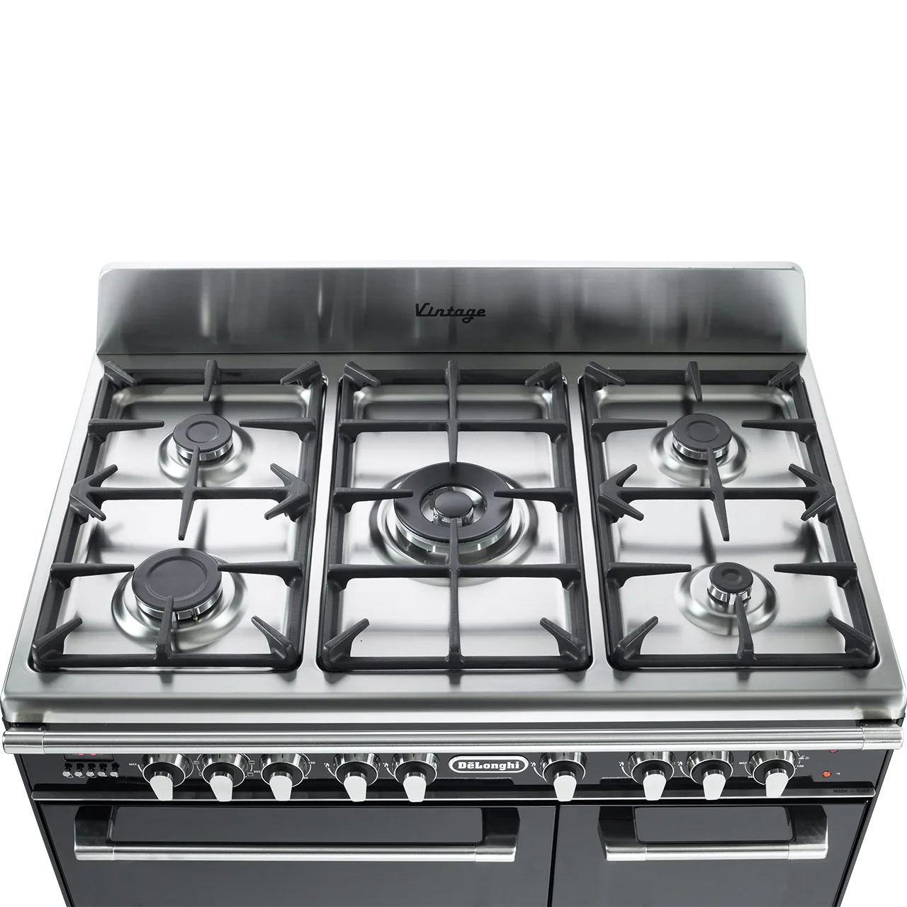 DeLonghi Vintage 90cm Three Cavity Dual Fuel Range Cooker D3VR908DFBL Gloss Black - Image 4