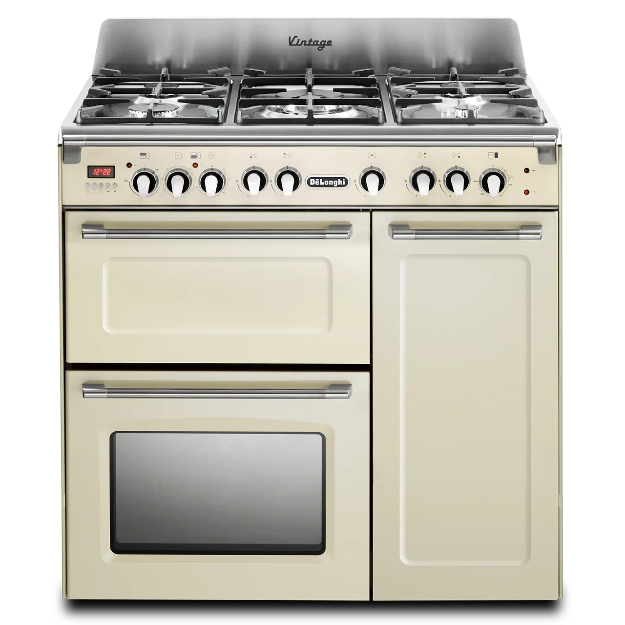 DeLonghi Vintage 90cm Three Cavity Dual Fuel Range Cooker D3VR908DF1 Cream