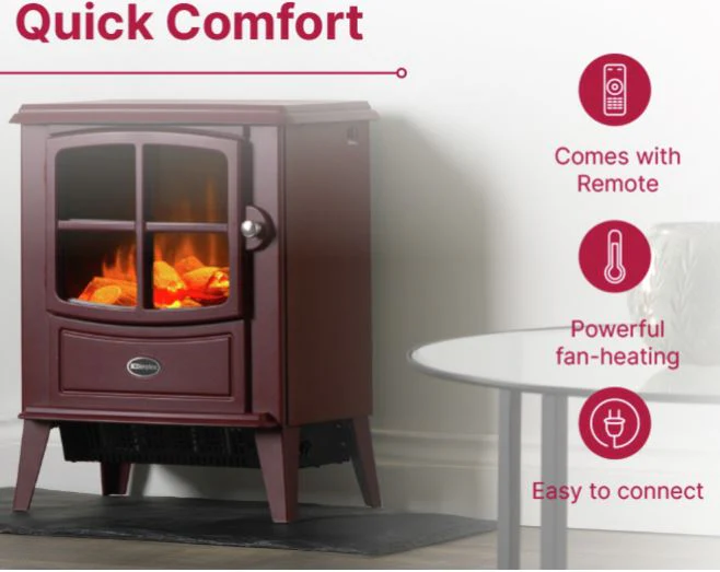 Dimplex BFD20BRG Brayford Burgandy Optiflame Electric Stove Fire - Image 2
