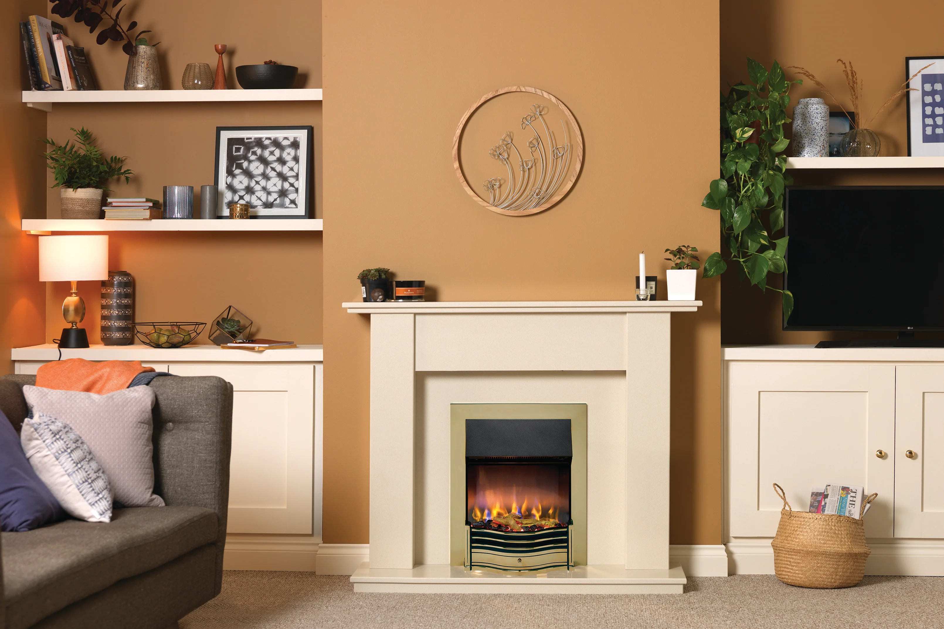 Dimplex DMF20AB Dumfries Optiflame3D Electric Inset Fire Antique Brass - Image 2