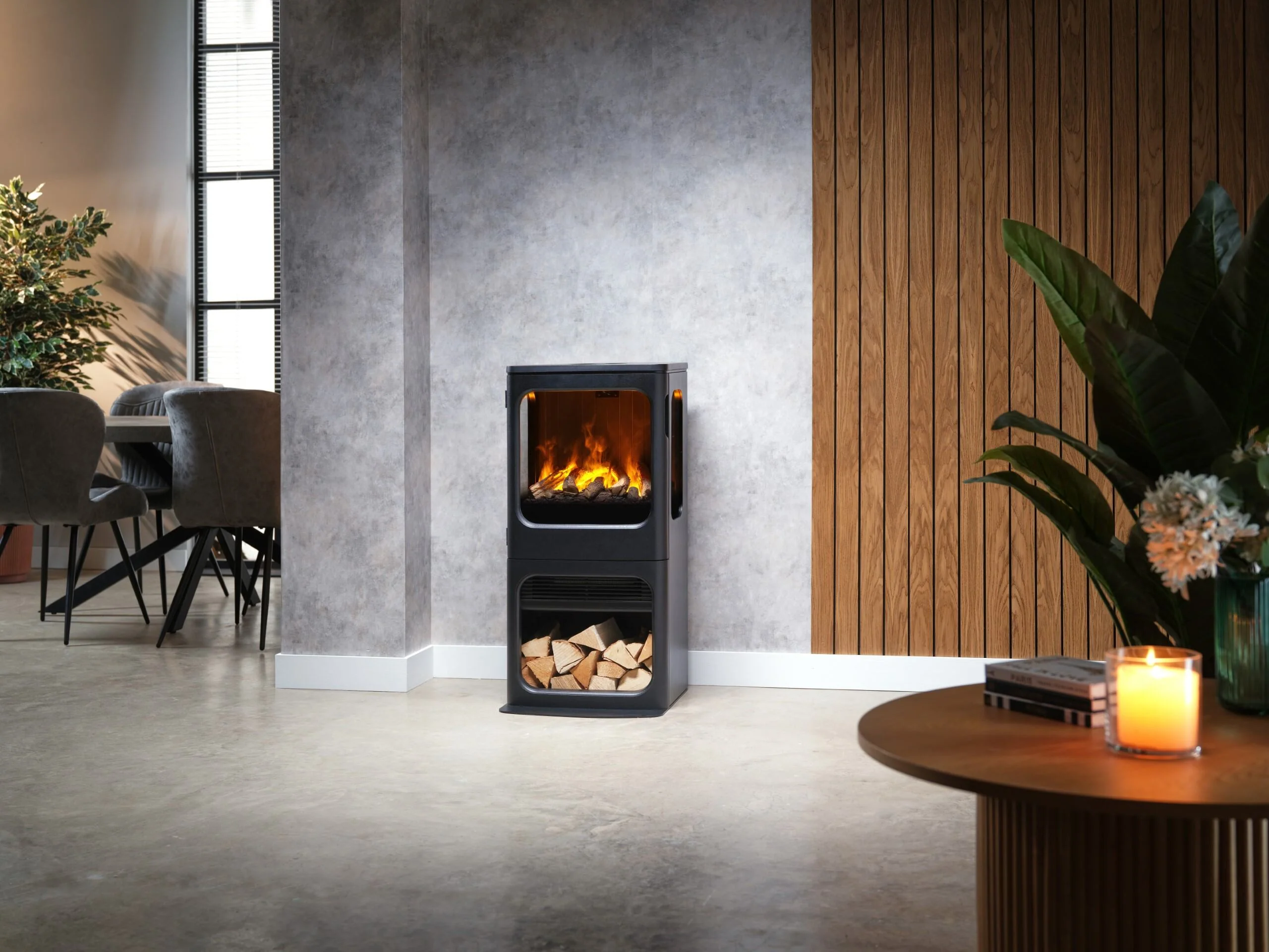 Dimplex Mapleton 100 Optimyst Electric Stove Fire with Log Store - Image 4