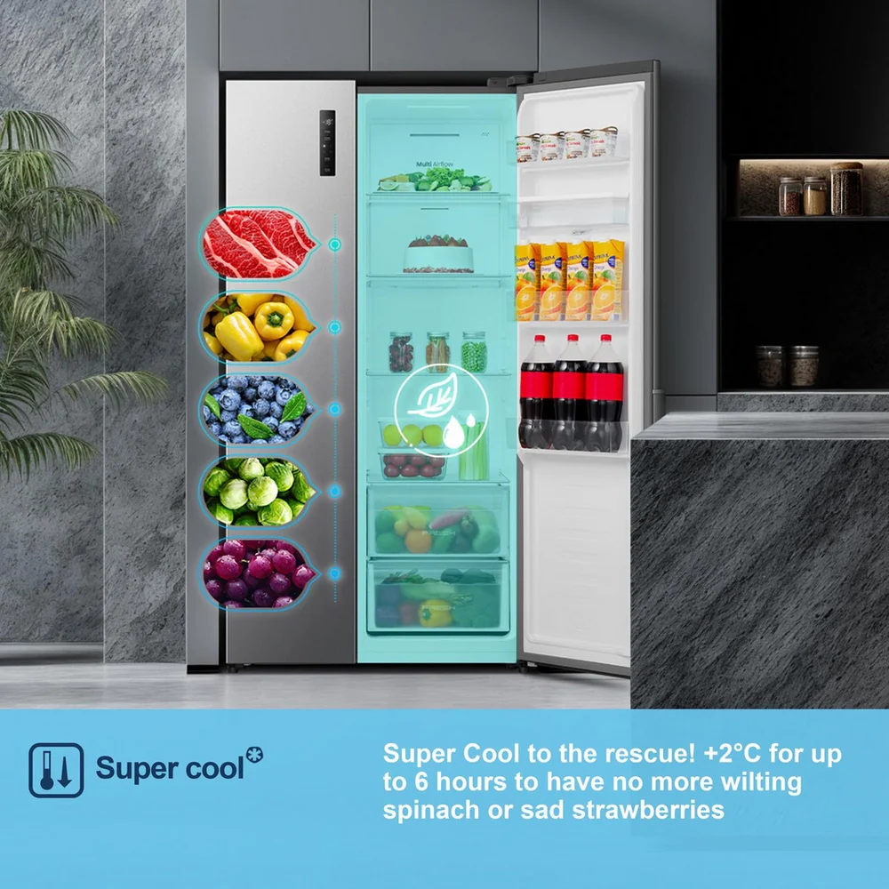 Fridgemaster MS91558DES Non Plumbed American Fridge Freezer - Image 5