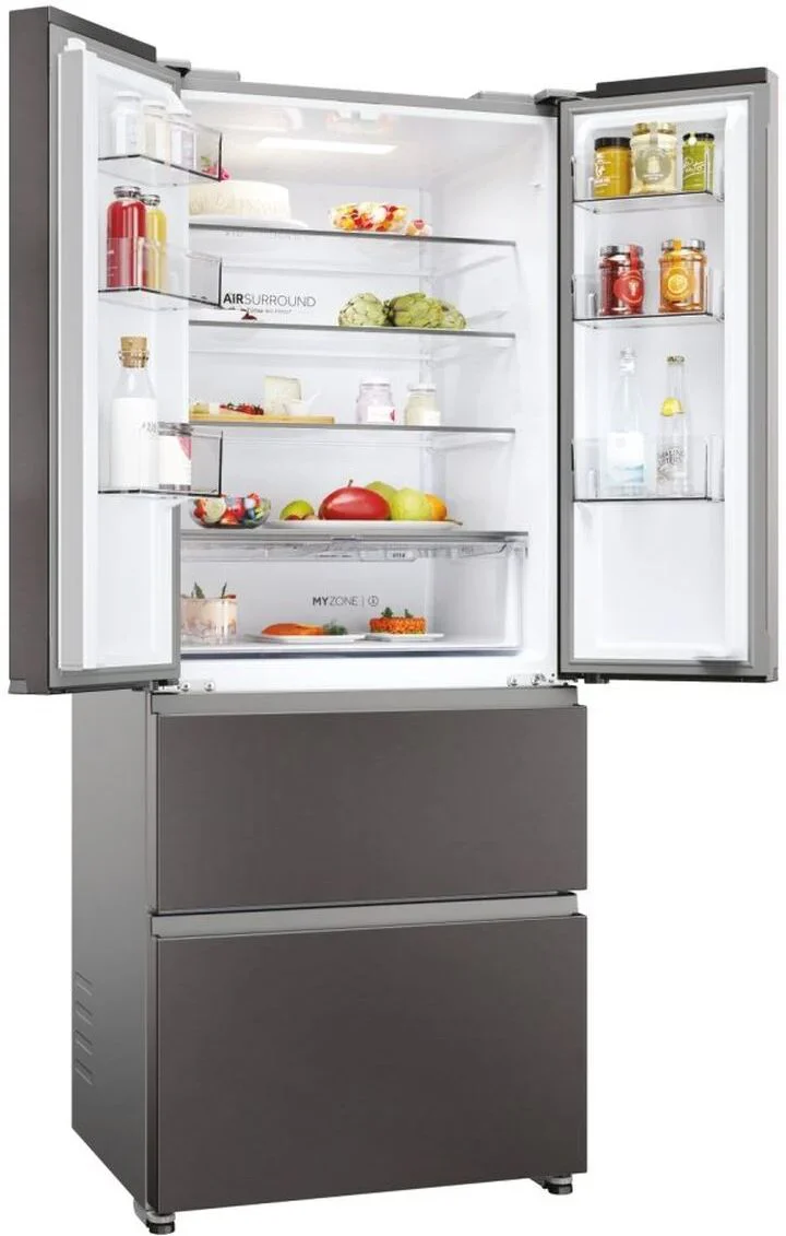 Haier HFR3718ENMD Dark Inox Freestanding Fridge Freezer - Image 3