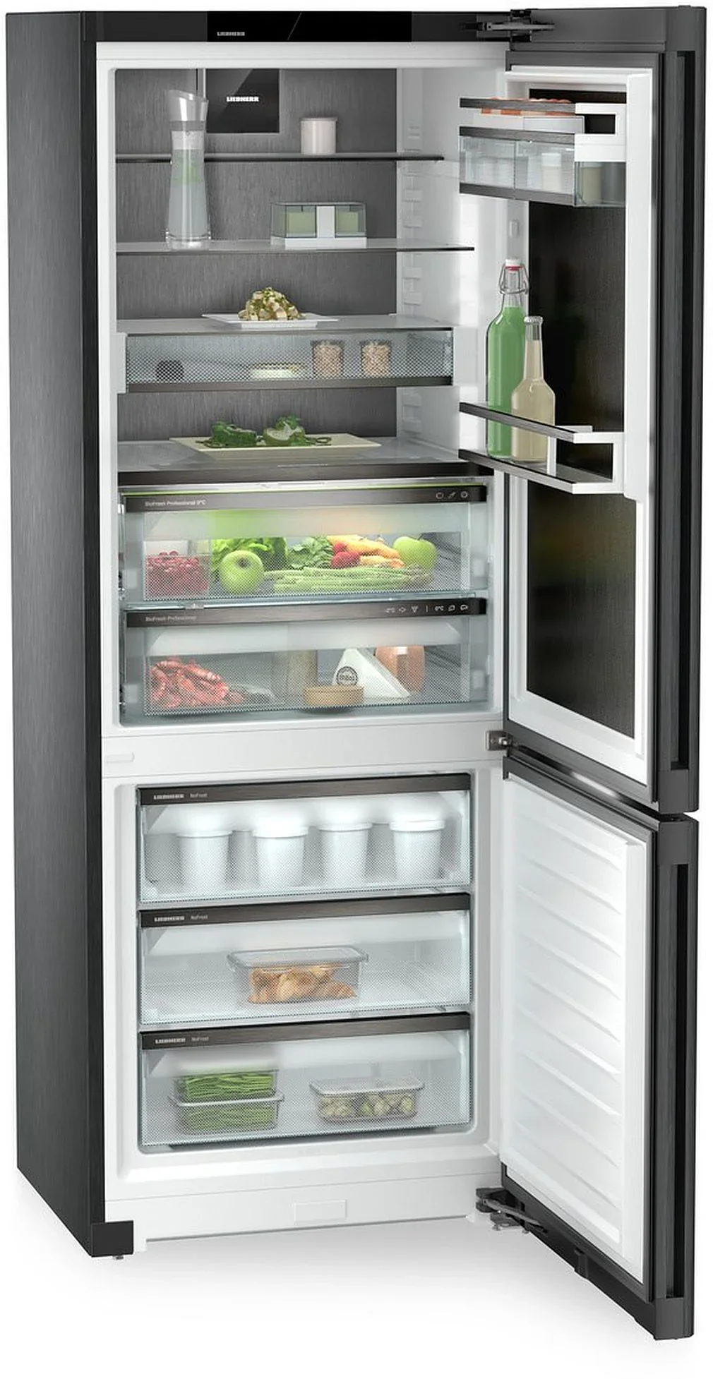 Liebherr Peak CBNbsc778i Freestanding Black Steel Frost Free Fridge Freezer