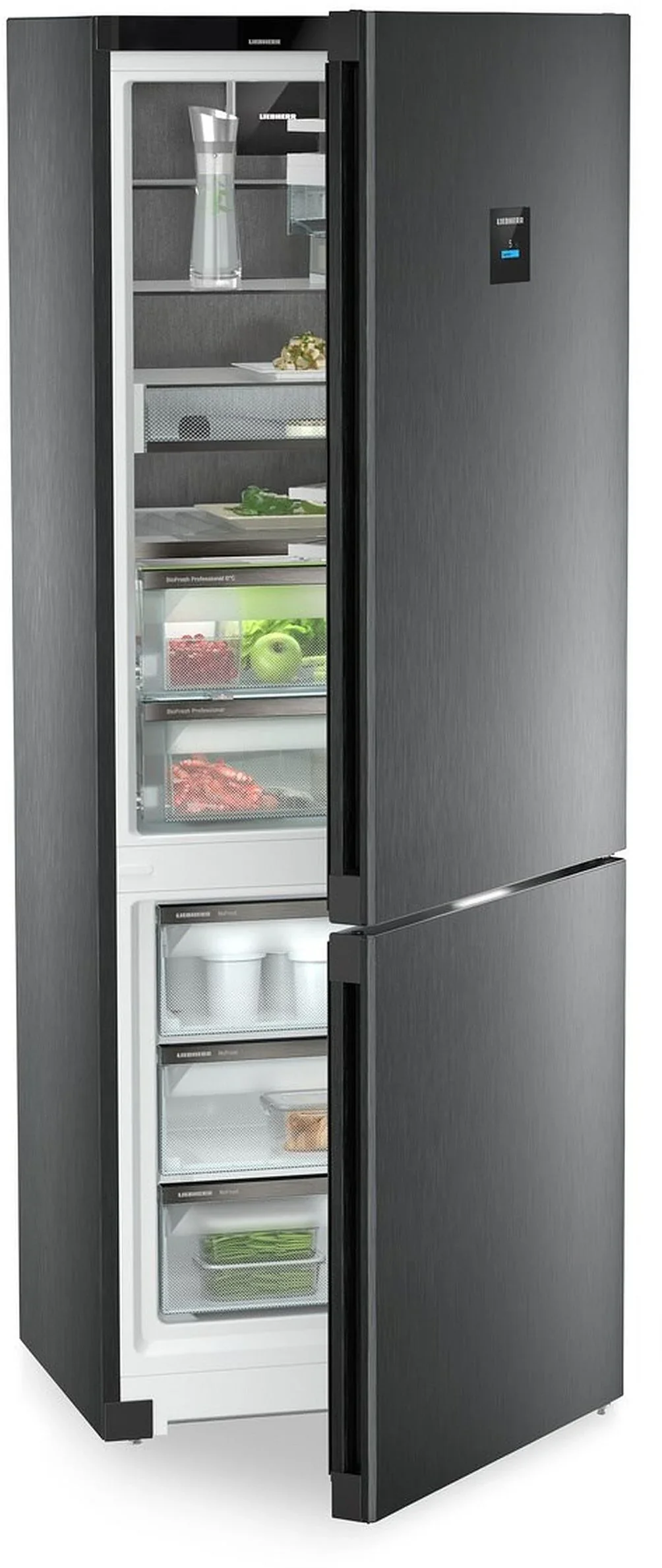 Liebherr Peak CBNbsc778i Freestanding Black Steel Frost Free Fridge Freezer - Image 3