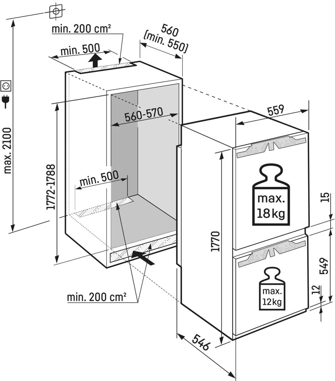 Liebherr Plus ICBbi5122 Integrated 80/20 Frost Free Fridge Freezer - Image 3
