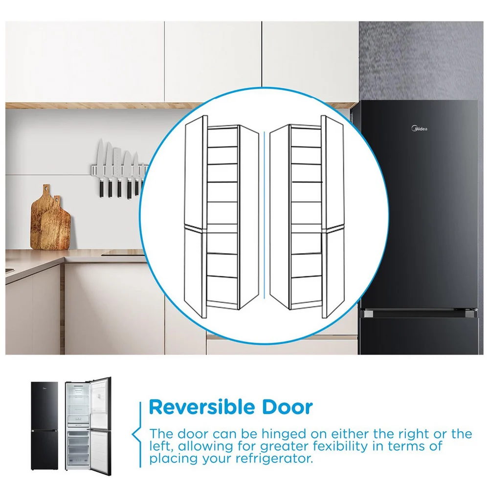 Midea MDRB379FGD30 Total No Frost Black Freestanding Fridge Freezer - Image 5