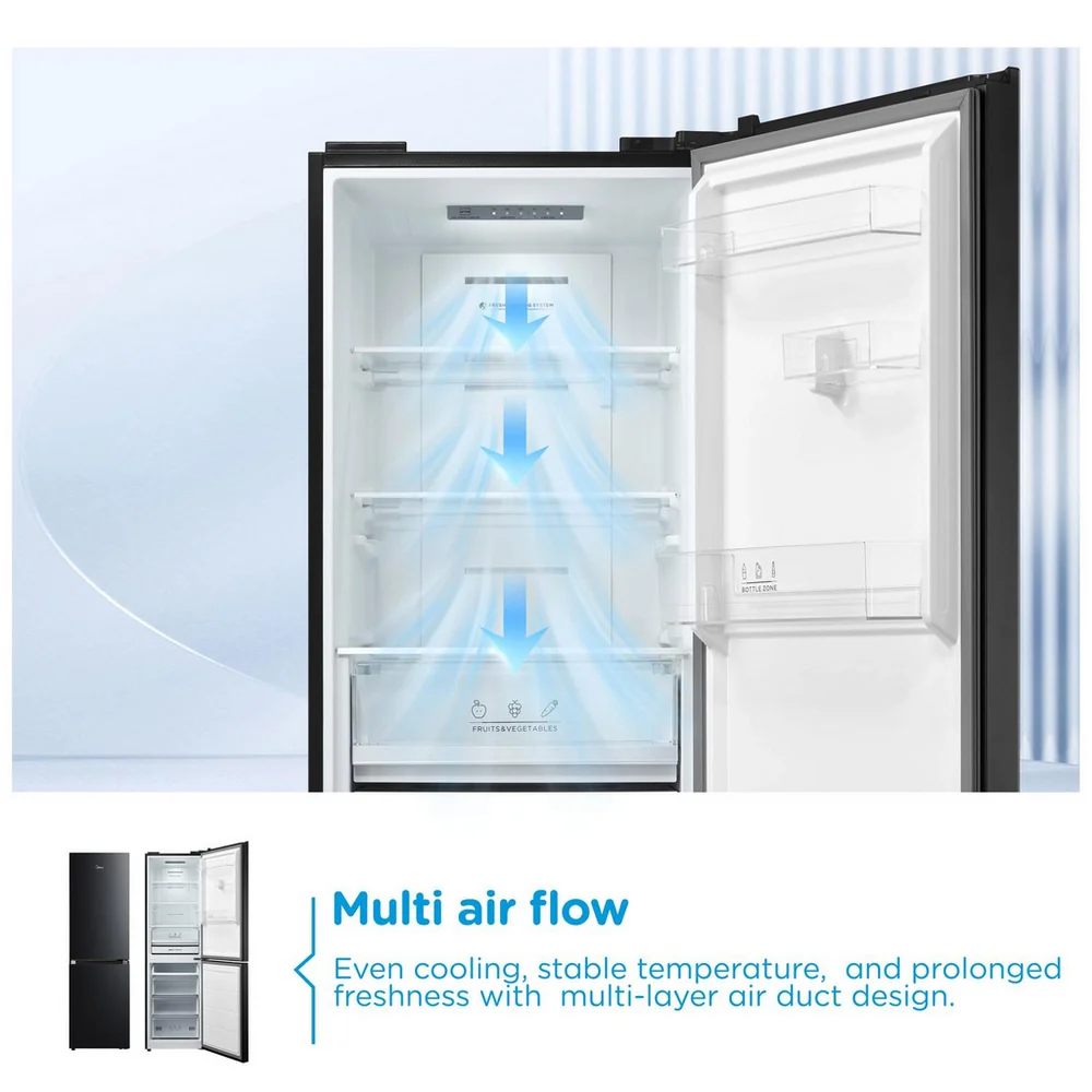 Midea MDRB379FGD30 Total No Frost Black Freestanding Fridge Freezer - Image 6