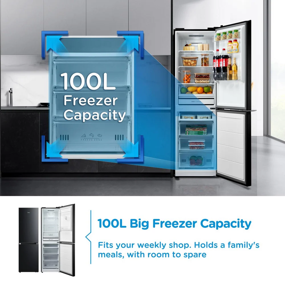 Midea MDRB379FGD30 Total No Frost Black Freestanding Fridge Freezer - Image 8