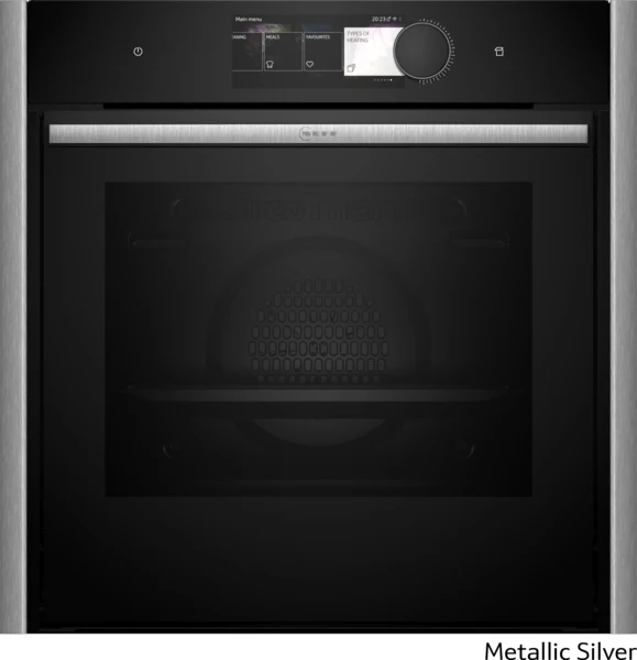 Neff B69CY7MY0 N90 Flex Design Pyrolytic Built In Single Oven Metallic Silver Trim + Twist Pad Flex®