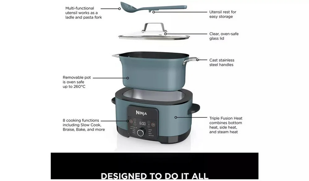 Ninja MC1001UK 42cm Multi-Cooker - Blue - Image 2