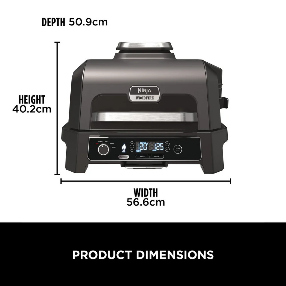 Ninja OG850UK Woodfire XL Electric BBQ Grill & Smoker - Black/Grey - Image 2