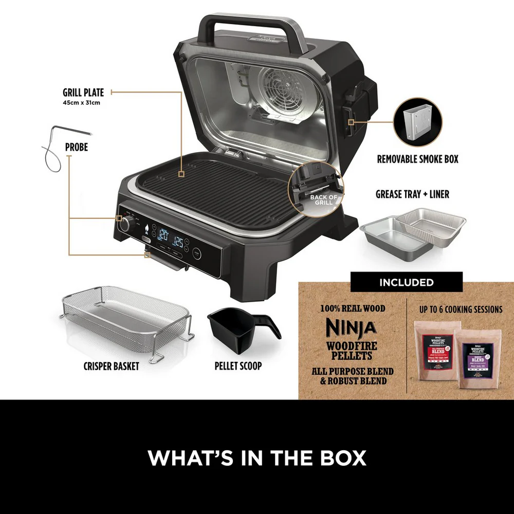 Ninja OG850UK Woodfire XL Electric BBQ Grill & Smoker - Black/Grey - Image 3