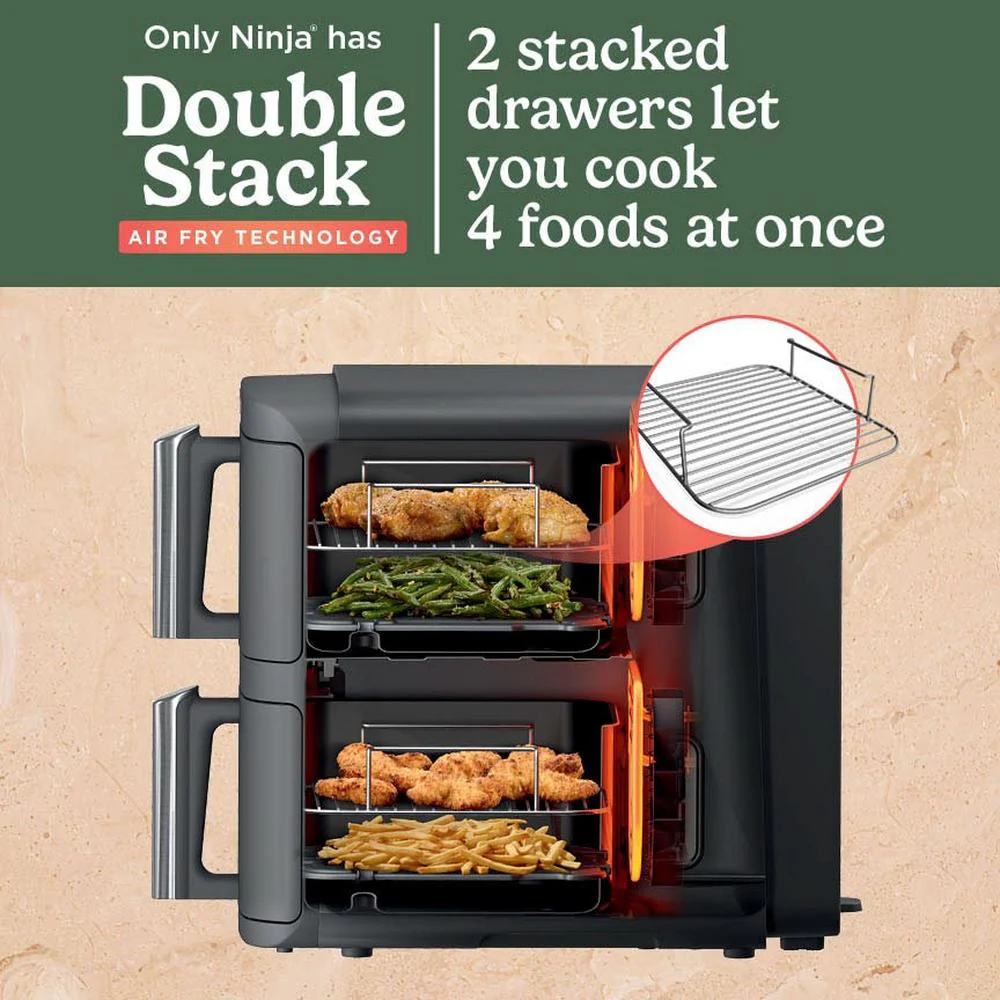 Ninja SL400UK Double Stack XL 2-Drawer 9.5L Grey Air Fryer - Image 2