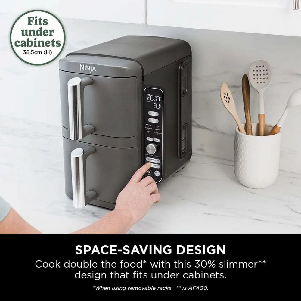 Ninja SL400UK Double Stack XL 2-Drawer 9.5L Grey Air Fryer - Image 3
