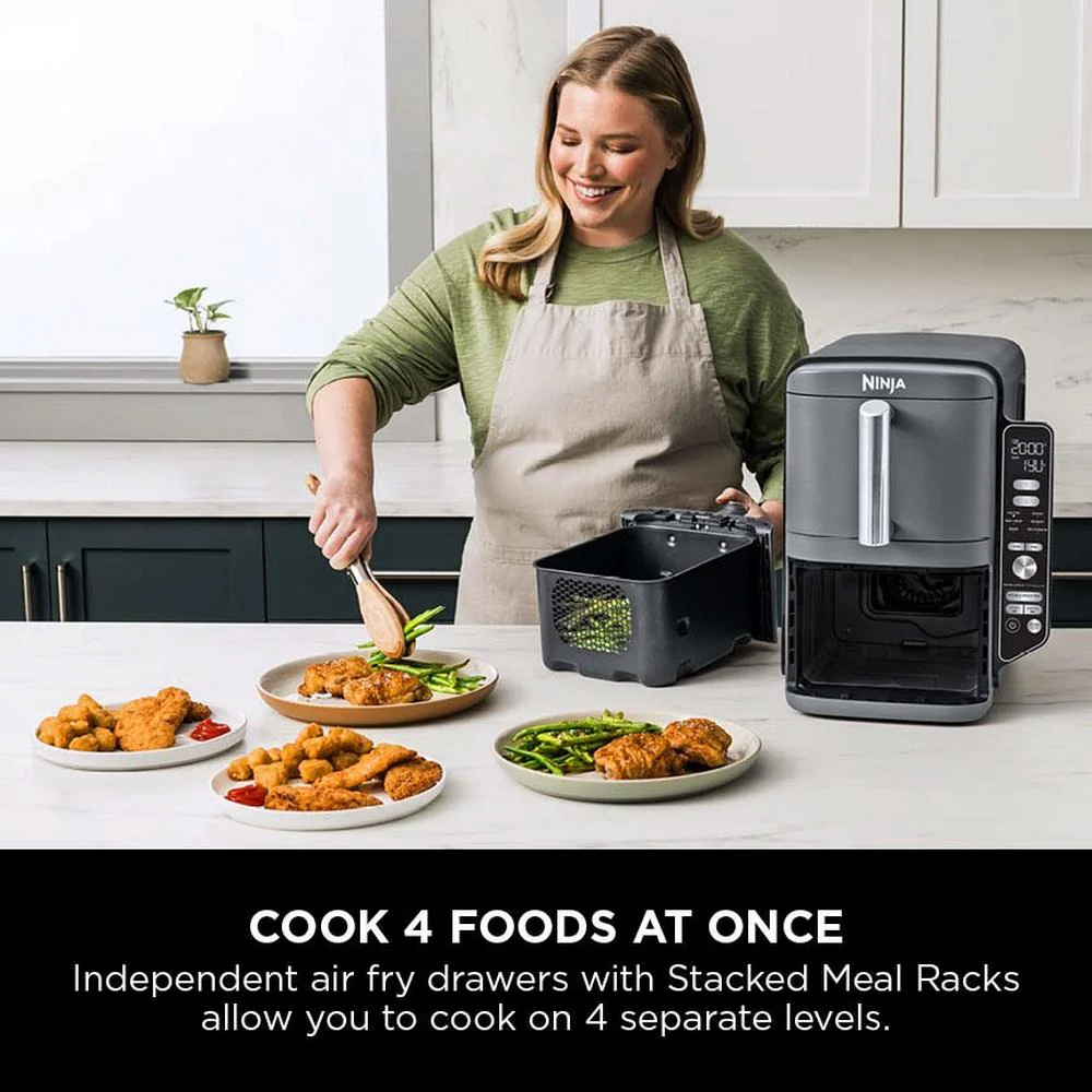 Ninja SL400UK Double Stack XL 2-Drawer 9.5L Grey Air Fryer - Image 4