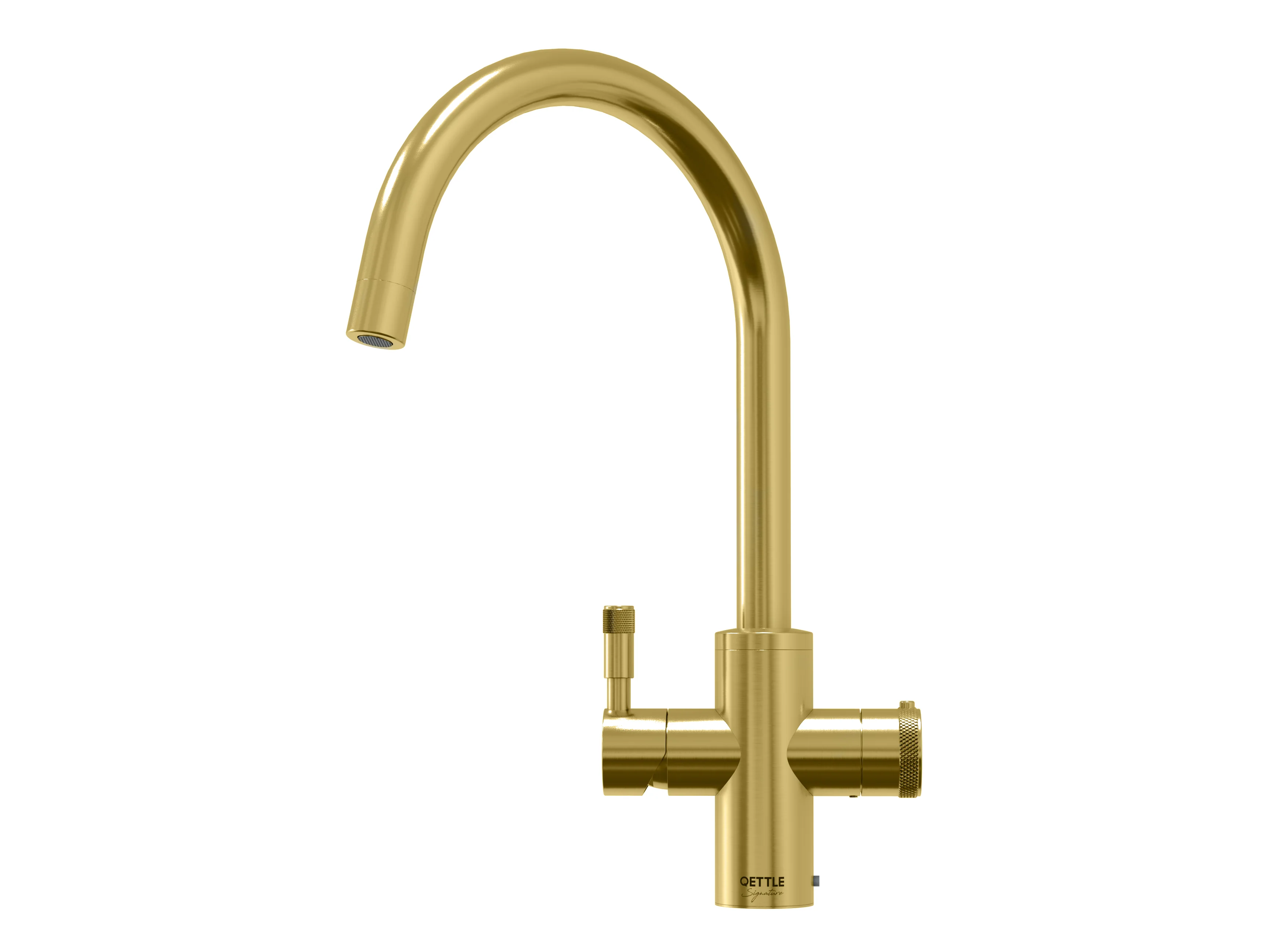 QETTLE Signature Modern 4 in 1 Boiling Water Tap 7 Litre Round Spout - Brass