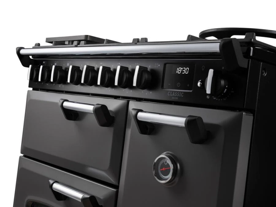 Rangemaster Classic Deluxe CLDL90DFPGBL/CM1 90cm Dual Fuel Gloss Black/Chrome - Image 3