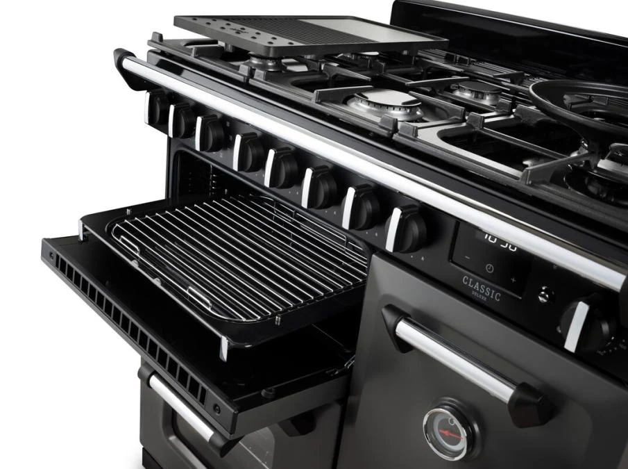 Rangemaster Classic Deluxe CLDL90DFPGBL/CM1 90cm Dual Fuel Gloss Black/Chrome - Image 5