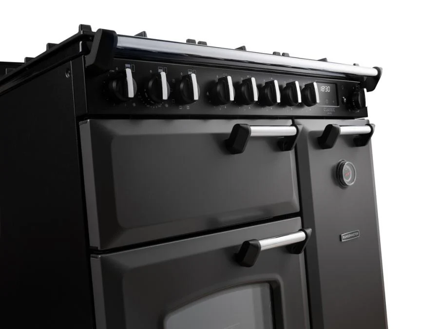 Rangemaster Classic Deluxe CLDL90DFPGBL/CM1 90cm Dual Fuel Gloss Black/Chrome - Image 6