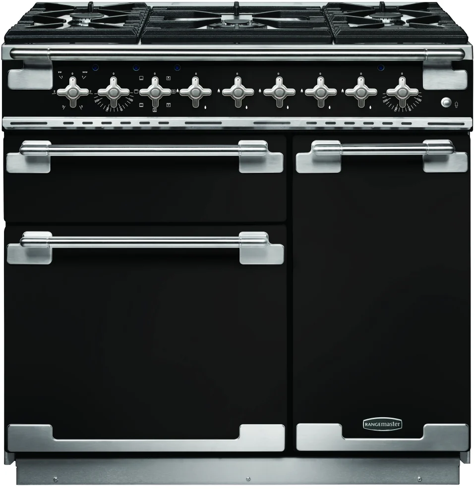 Rangemaster Elise 90cm Dual Fuel Range Cooker Black