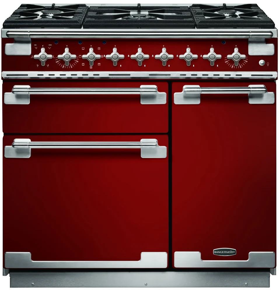 Rangemaster Elise 90cm Dual Fuel Range Cooker Cherry Red
