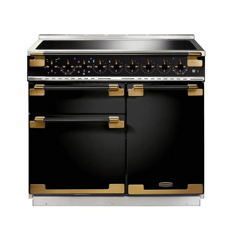 Rangemaster Elise Luxe ELS100EIGB/BE 100cm Induction Range Cooker Black with Black Antique Brass