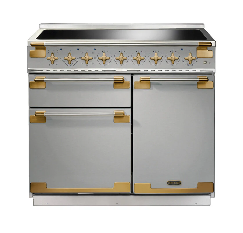 Rangemaster Elise Luxe ELS100EISS/AB 100cm Induction Range Cooker Stainless Steel with Antique Brass
