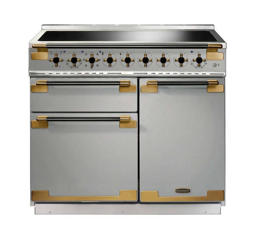 Rangemaster Elise Luxe ELS100EISS/BE 100cm Induction Range Cooker Stainless Steel with Black Antique Brass