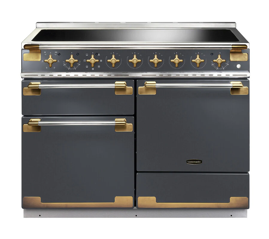 Rangemaster Elise Luxe ELS110EISL/AB 110cm Induction Range Cooker Slate with Antique Brass